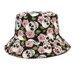 Spring and Summer Men and Women Personality Skull Graffiti Bucket Hat Sunscreen Sun Outdoor Sports and Leisure Fisherman Cap