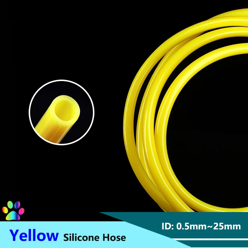 

1/5/10M Yellow Food Grade Silicone Rubber Tube ID 0.5~25mm OD 1~31mm Flexible Aquarium Air Water Plumb Garden Water Hose