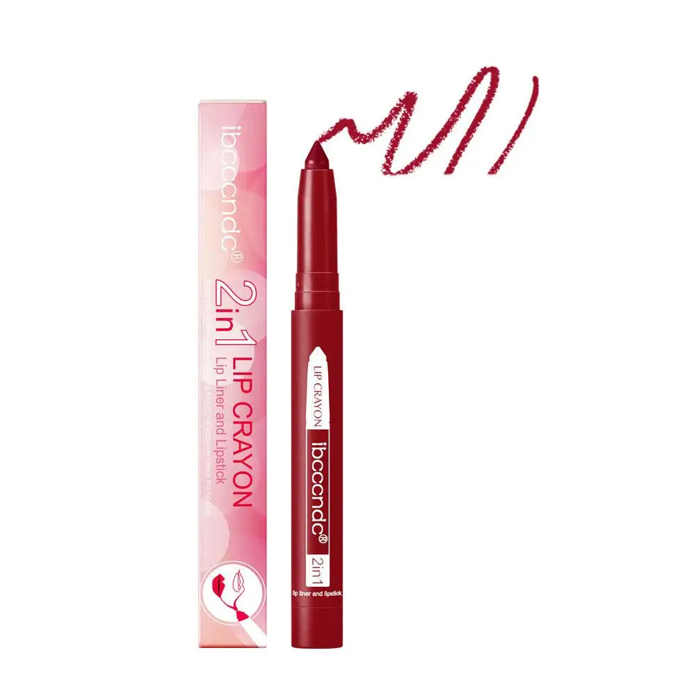 Ibcccndc Nieuwe Twee-In-Één Lipliner Waterdichte Roterende Matte Niet-Make-Up Voering Lip Niet-Drogende Lippenstift O6a1