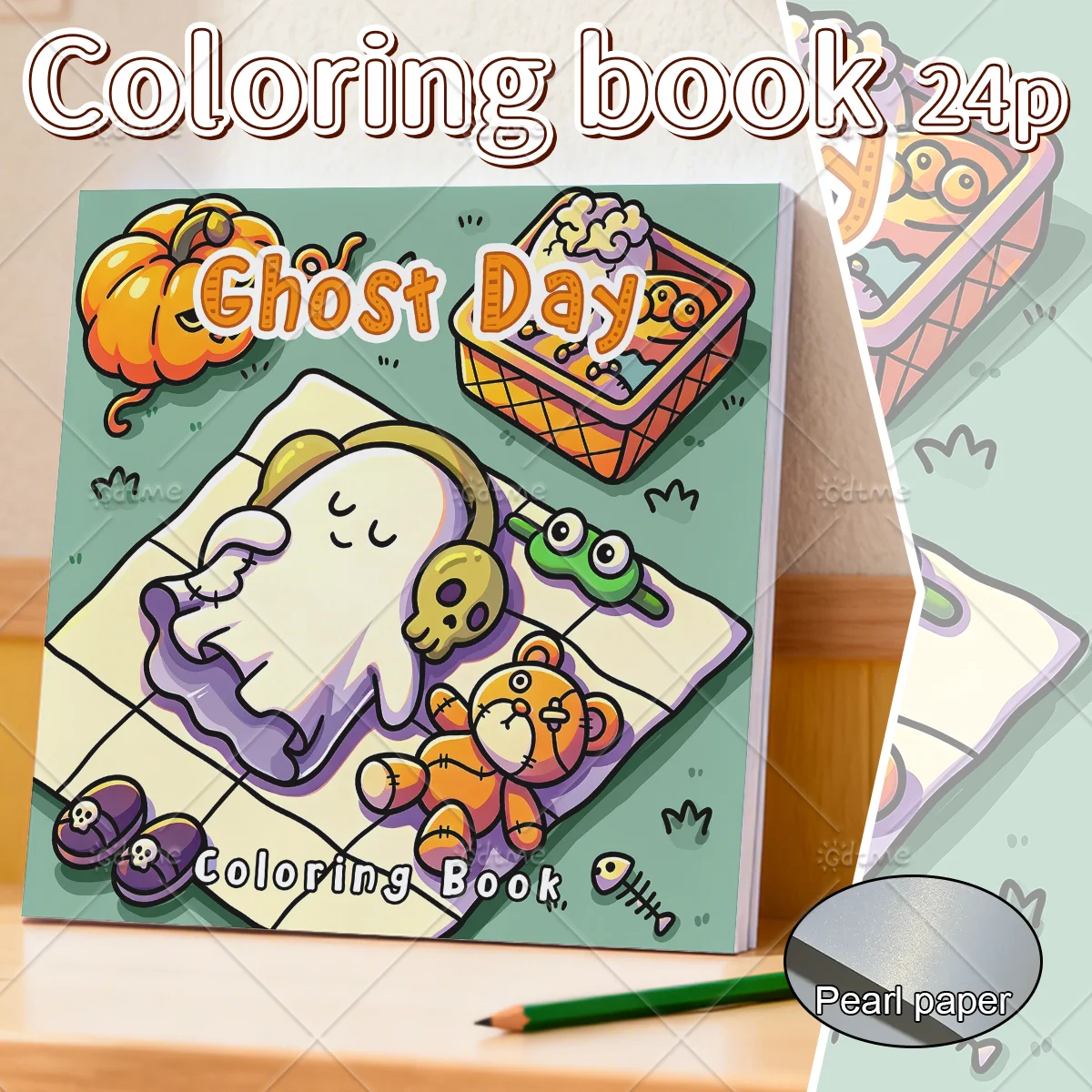 Ghost Day Adult Coloring Book Large Print Cozy Cute Ghost Leisure Picnic Scenes, Stress Relief Relaxing Art Therapy Drawing BooK