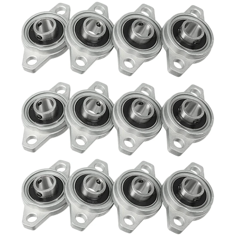 12Pcs KFL001 12Mm Zinc Alloy Self Aligning Pillow Block Flange Bearing Rhombic Bearing Housing