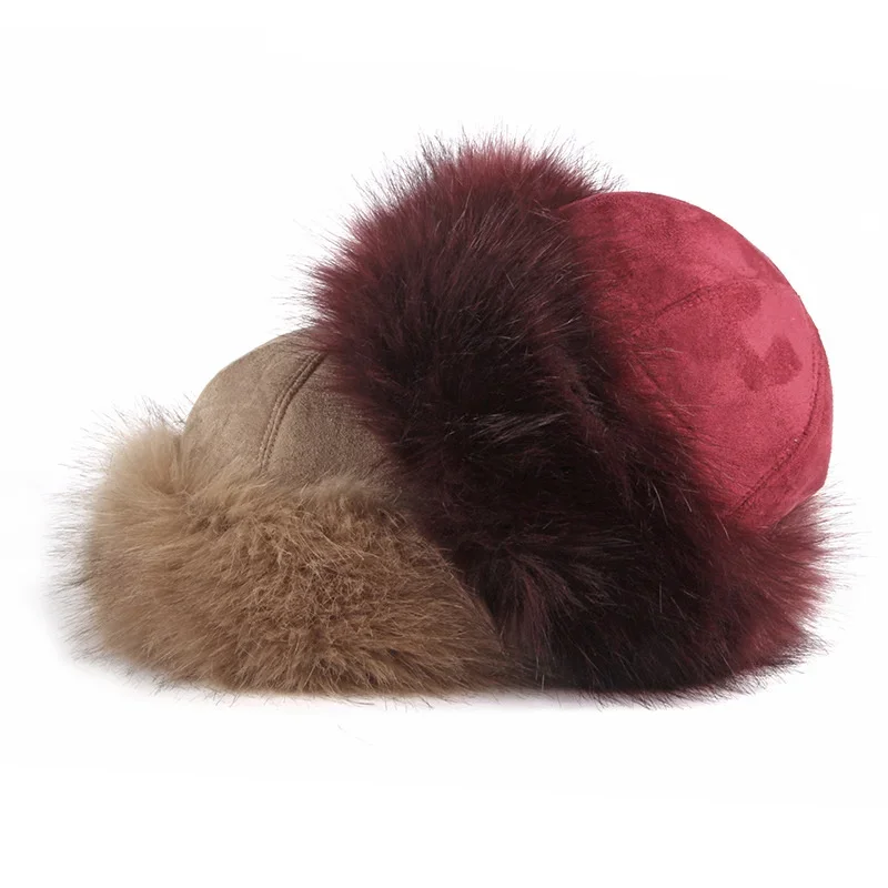 

Bonnets for Women Thick Warm Russian Hat Ladies Suede Bomber Hat Windproof Fur Hat Female Mongolia Cap Winter Skullies Beanies