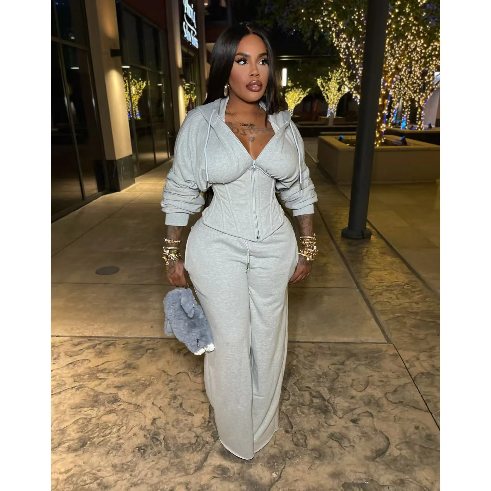 Hoodie Jackets Tops 2 Piece Sets Outfits 2025 Winter Fall Clothes Women Y2K Streetwear Tracksuit Sweatsuit Two Piece Pant Sets