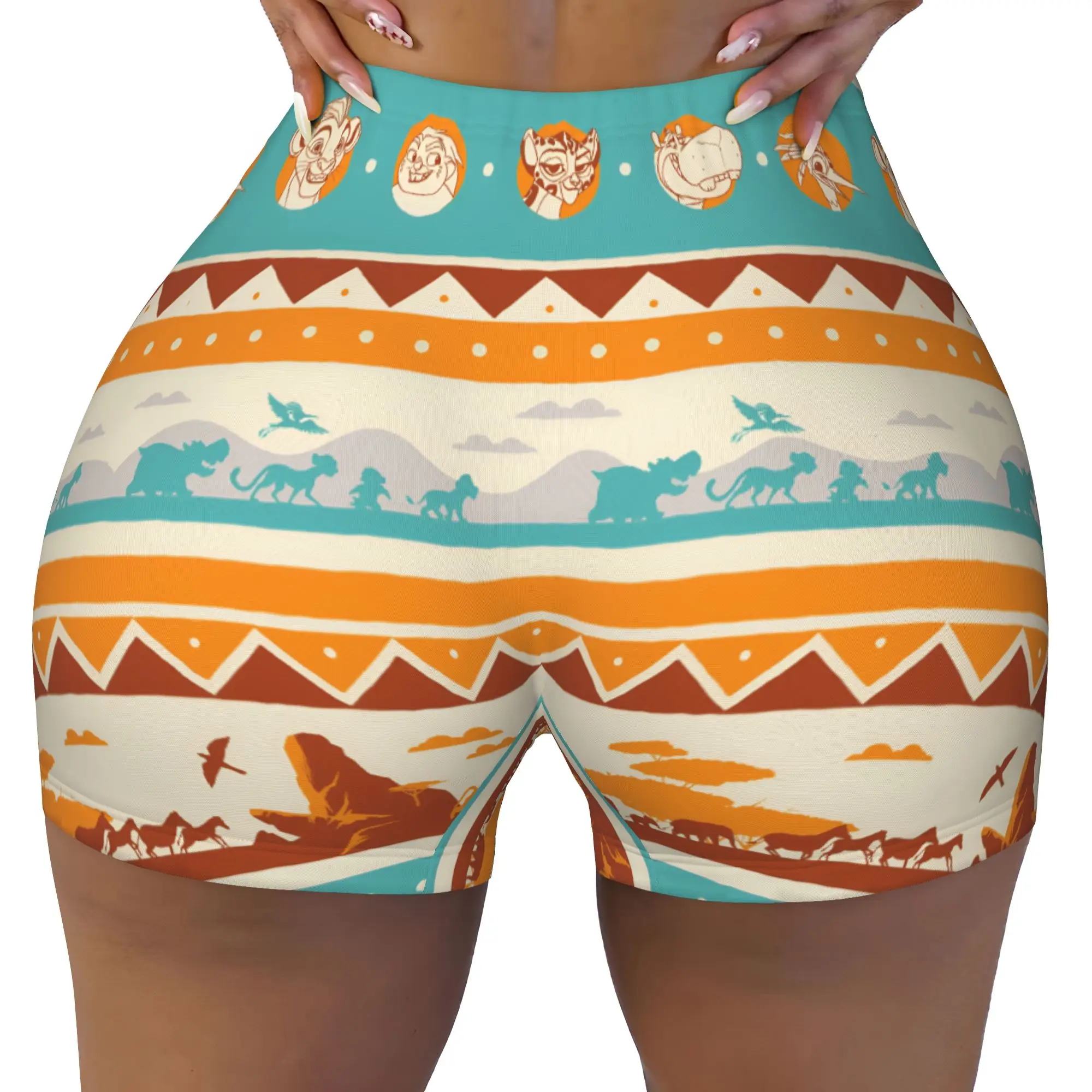 Custom Women's Liones Anime Kinges Workout Yoga Shorts Hakuna Matata Simba Gym Athletic Running Volleyball Shorts