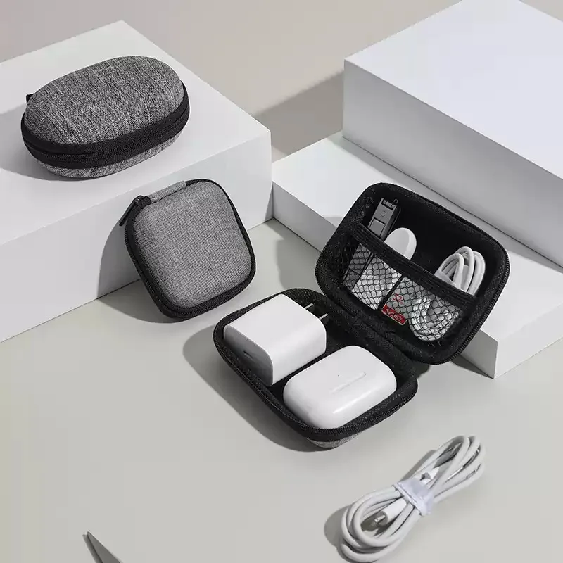 Mini Grey Digital Storage Bag Hard EVA Case Portable Electronics Organizer for USB Cable Charger U Stick Travel Accessories