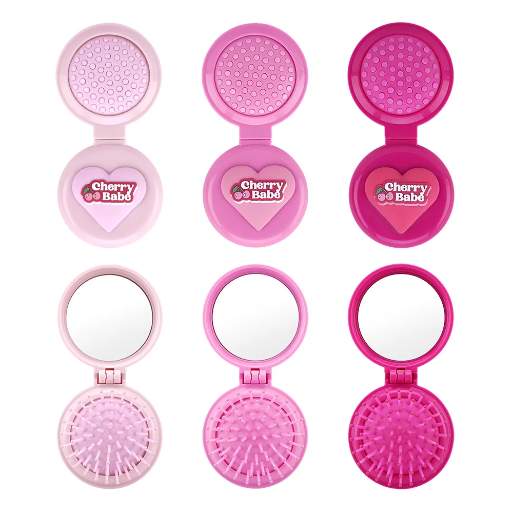 1 Pcs Mini Cherry Air Cushion Hair Brush Foldable Hairbrush Portable Scalp Massage Comb Styling Tools Valentine's Day Gift