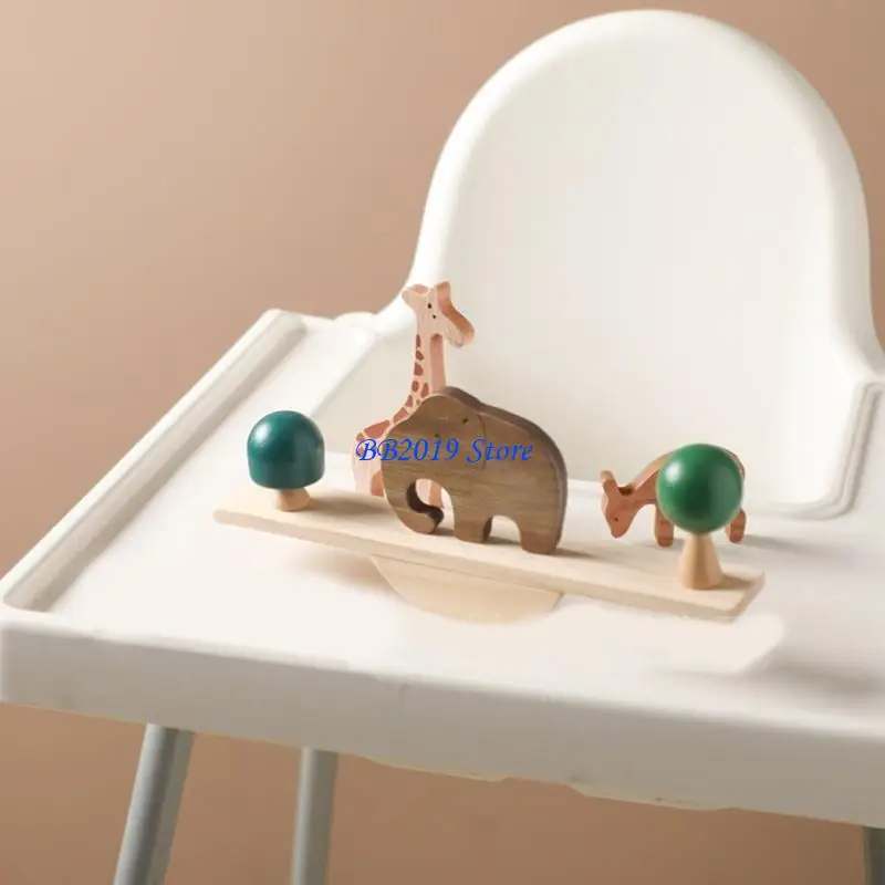 Q0KB Baby Wooden Toy Dinosaur Balance Animal Balanço Toy Toy Criança Educacional Bloco Educação Conjunto Coordenação para