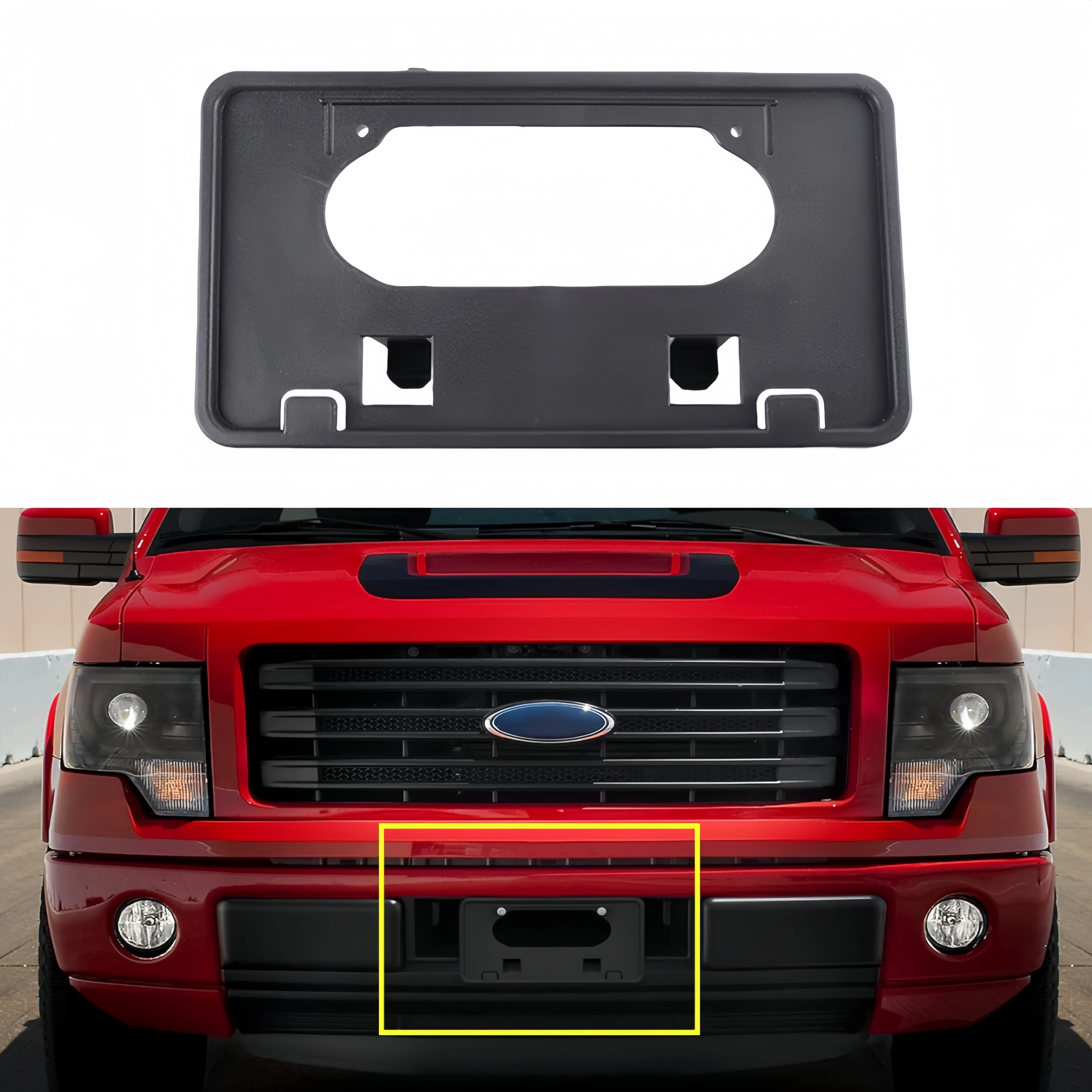 

Front Bumper Guards Pads License Plate Frame Bracket Set for Ford F150 2009 2010 2011 2012 2013 2014 9L3Z17E810B 9L3Z17A385A