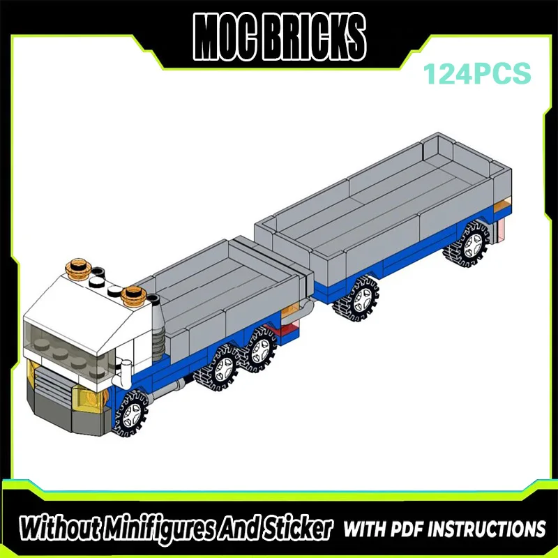 

City Car Model MOC Building Bricks Long Truck With Trailer Modular Technology Gifts Holiday Assemble Children Toys Suit