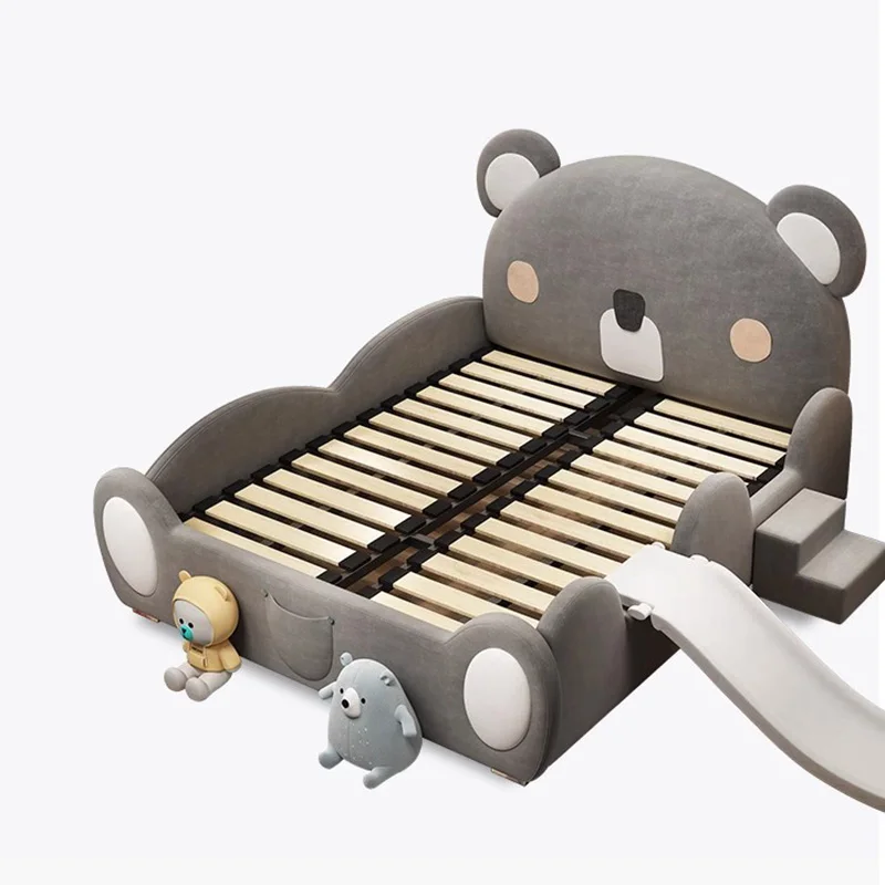 Modern Bed Room Furnitures Child King Size Bed Frame With Storage And Slide For Children Bear Animal Shaped Beds For The Kids