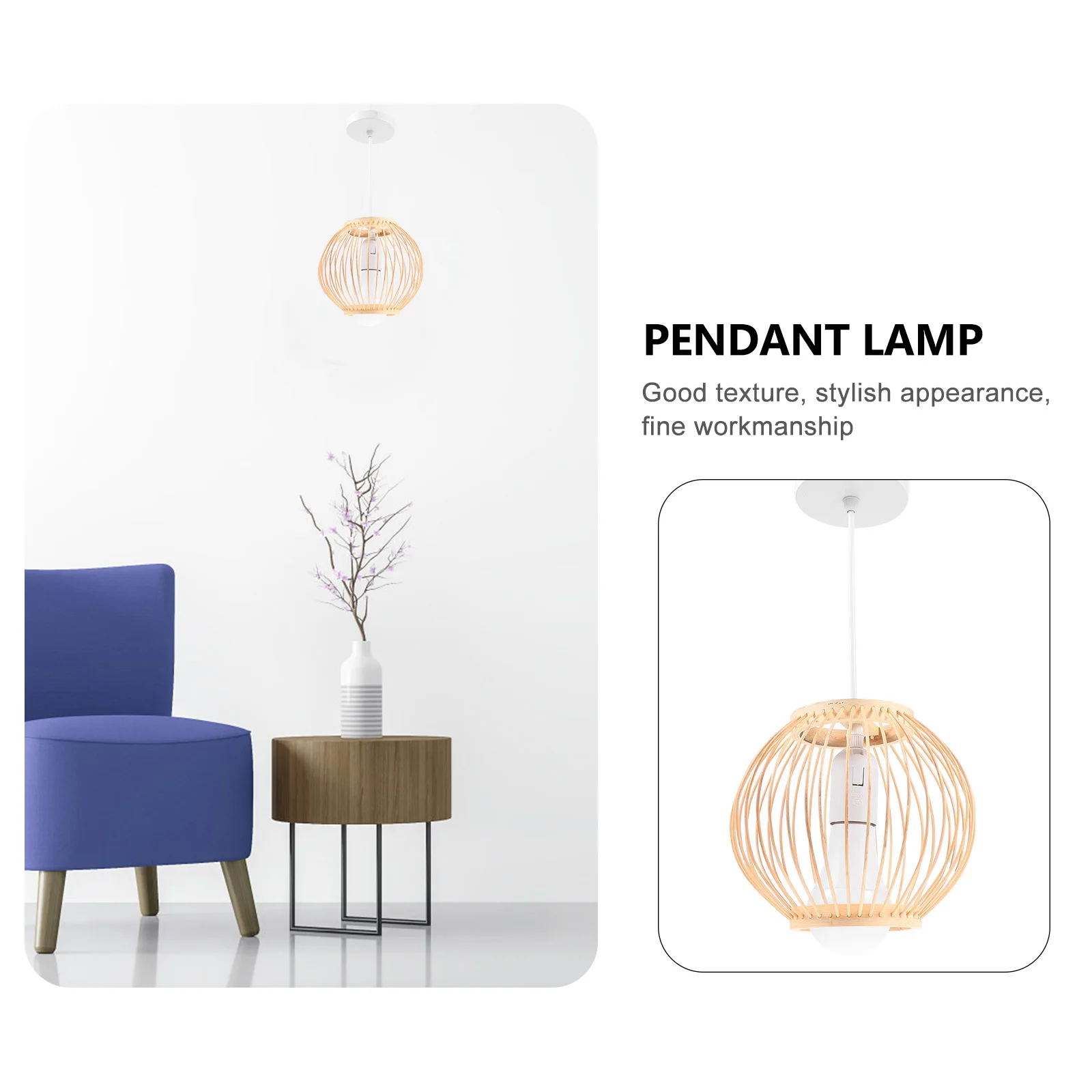 

1Pcs Handmade Japanese Wooden Hanging Pendant Lamp Bamboo Decorative Ceiling Lighting Fixture for Bedroom Cafe Bar