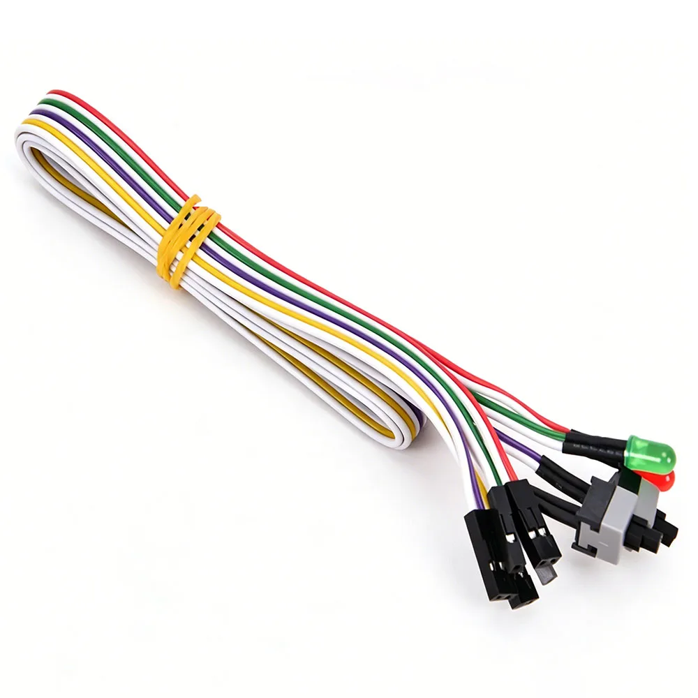 On/Off Reset Push Button Switch Cable with LED Light 0.2M For Desktop ATX PC Motherboard Power Reset Switch Connector Cord