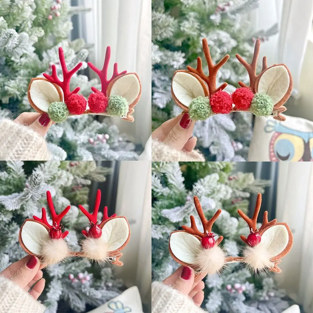 3-paar nieuwe schattige gewei kerst haarspeld creatieve gewei haaraccessoires haarspeldjes elanden clips kerstdecor