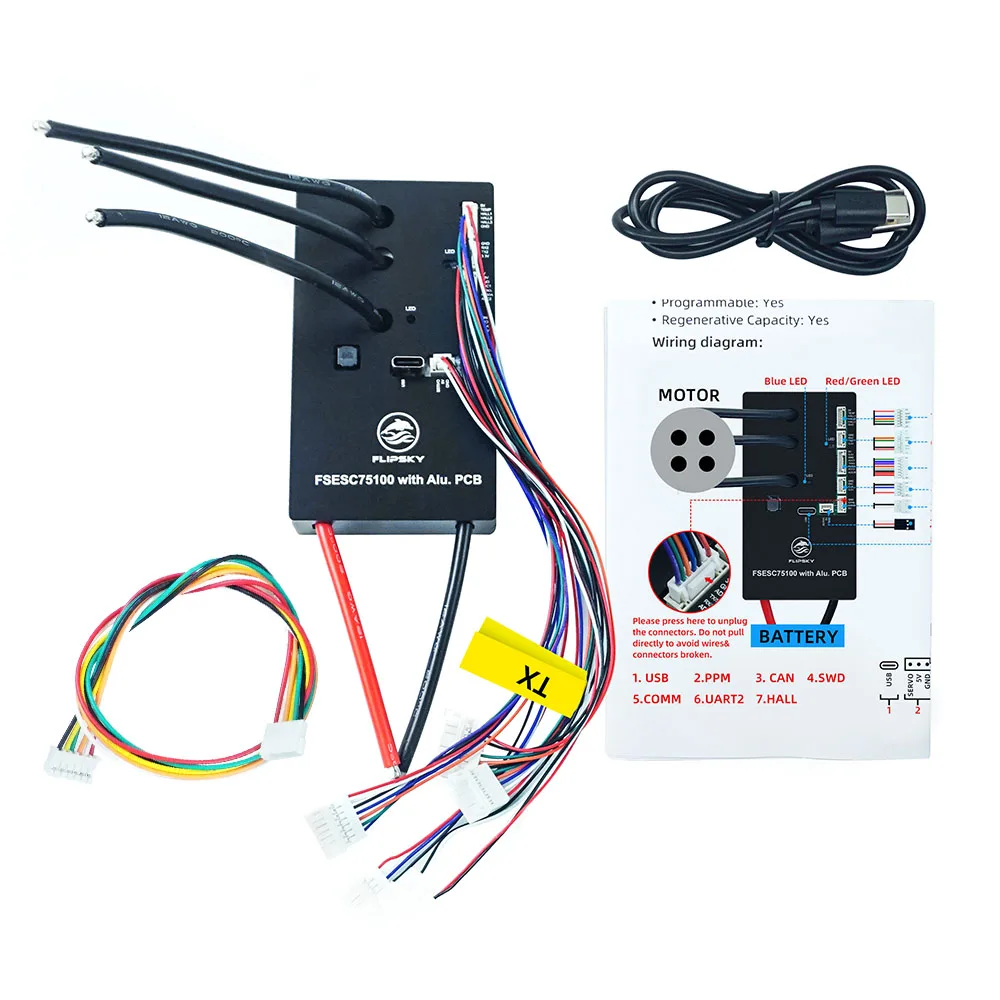 

Flipsky VESC Controller 75100 ESC Wiith Alu PCB 84V 120A High Power Motor FOC BLDC Control For Electric Scooter