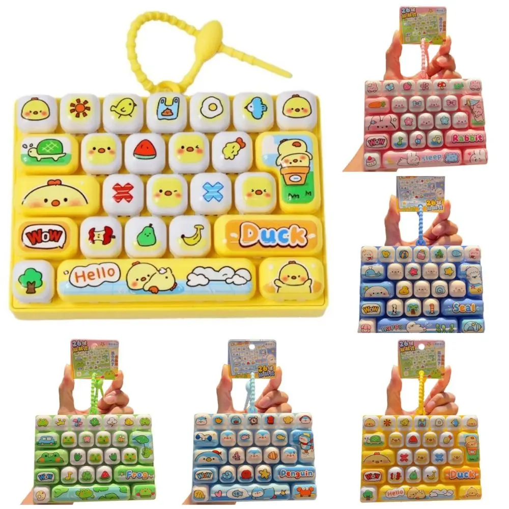 Cartoon 26 Keys Keyboard Keychain Animals Clicker Sound Fingertip Button Keyring Creative Relaxed Keyboard Clicker Keychain