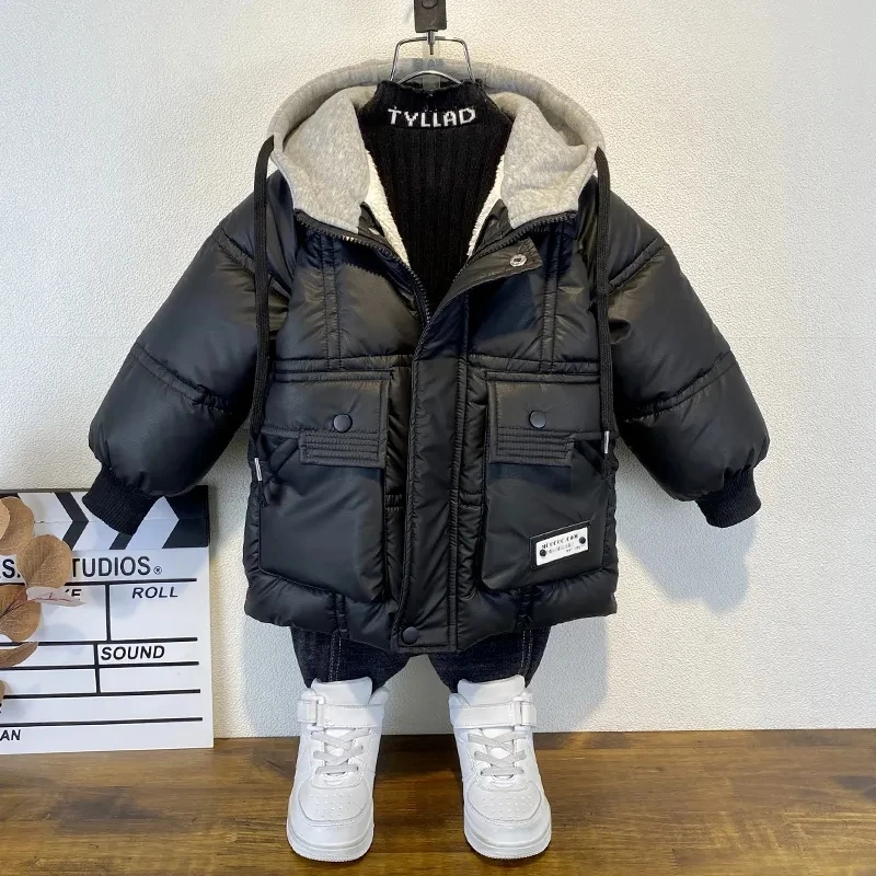 3 4 6 8 10 12  Years Big Boys Jacket Autumn Winter Thicken Warm Teenager Kids Jackets Fashion Long Style Zipper Hooded Boys Coat