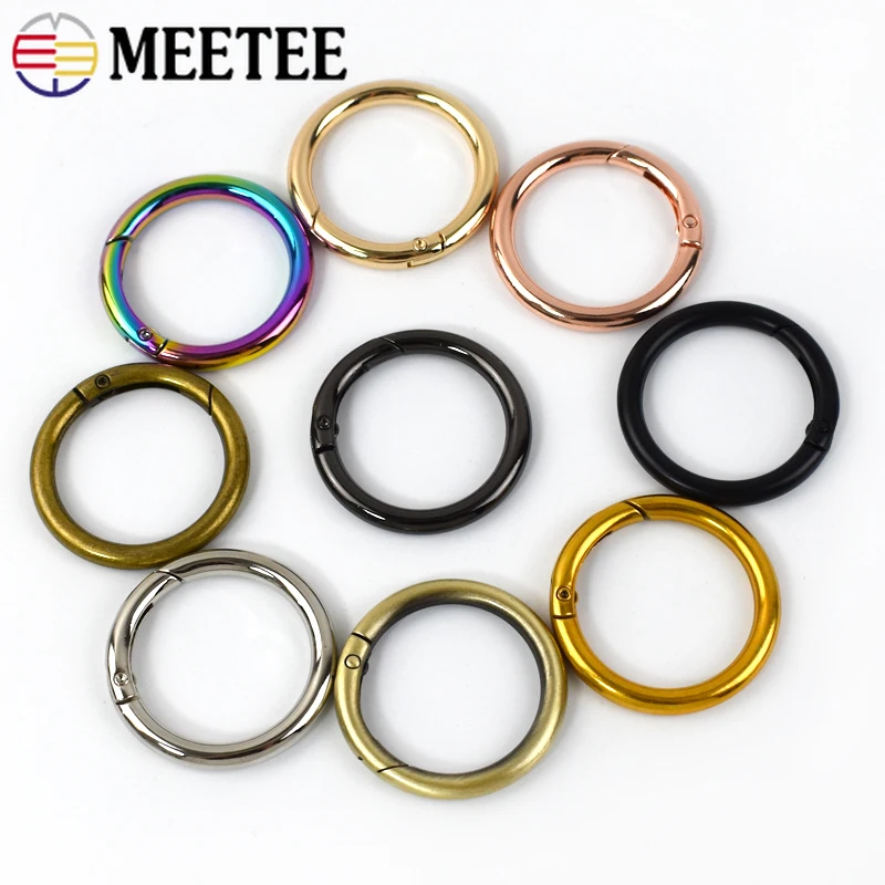 5Pcs Metal Openable O Ring Spring Buckle Round Snap Clip Clasp Carabiner Keychain Handbag Strap Leather Bag Belt Crafts Hardware