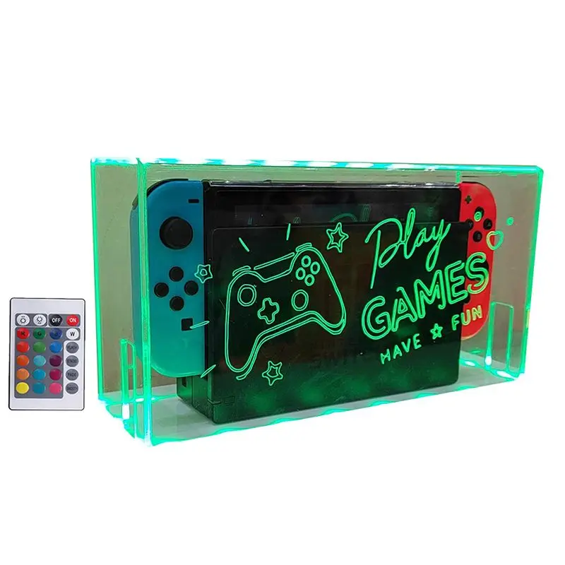 

Прозрачный пылезащитный чехол BNVN с RGB-подсветкой для Switch/OLED, защитный чехол, акриловый корпус для дисплея