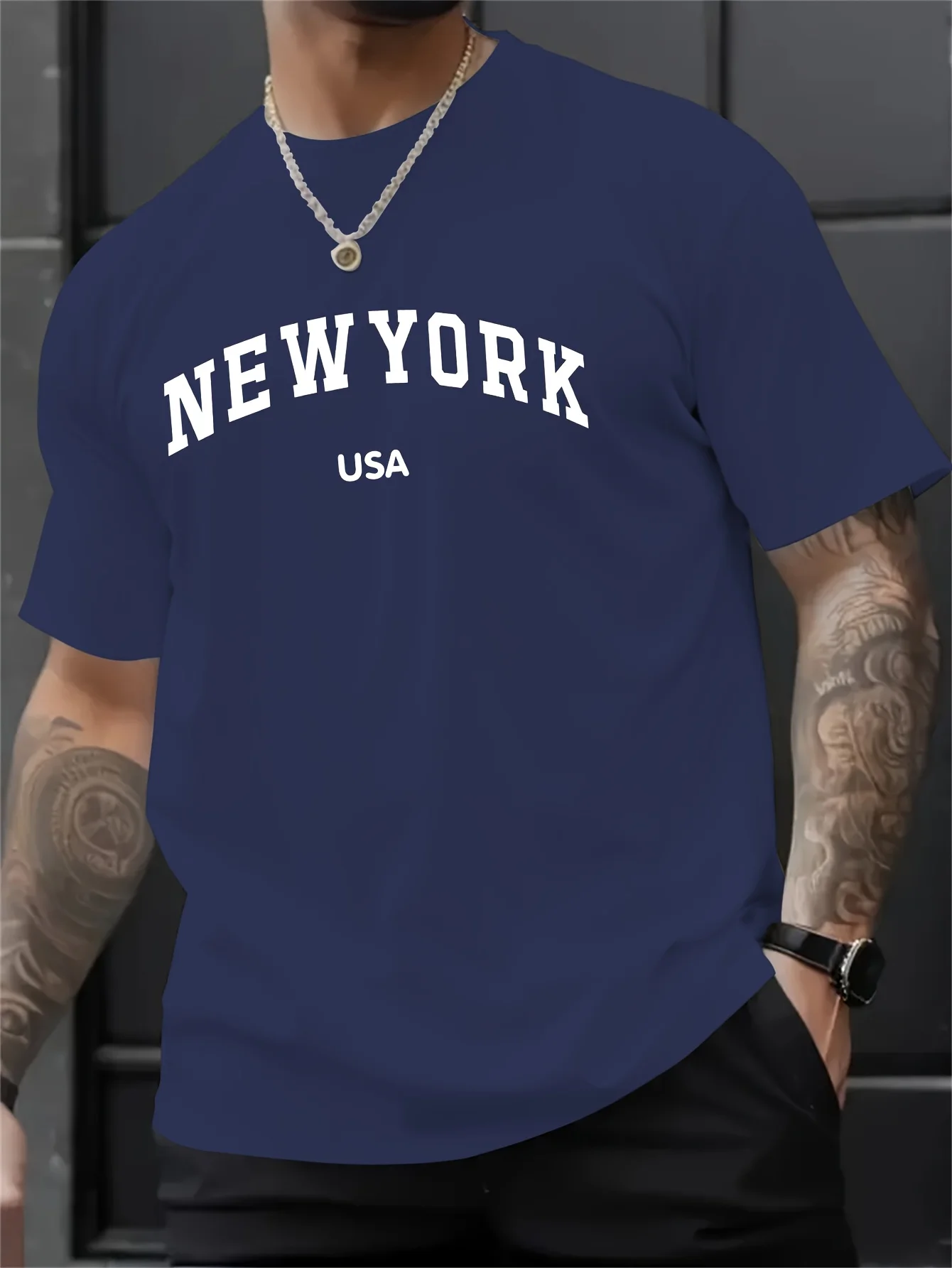 Men's Simple Summer Short-Sleeve T-Shirts Casual and Stylish Athletic T-Shirts Men's Round-Neck T-Shirts with Letter Prints