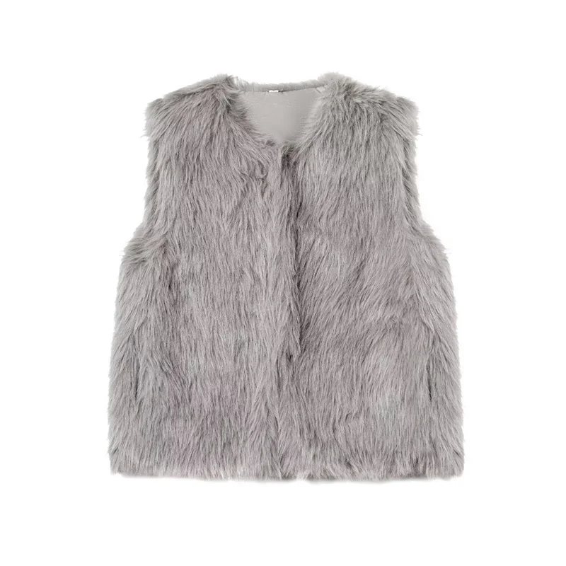 Guobioziy Women's Vest 2026 Autumn/Winter New Fashionable Versatile Sleeveless Loose Faux Fur Effect Short Jacket Vest