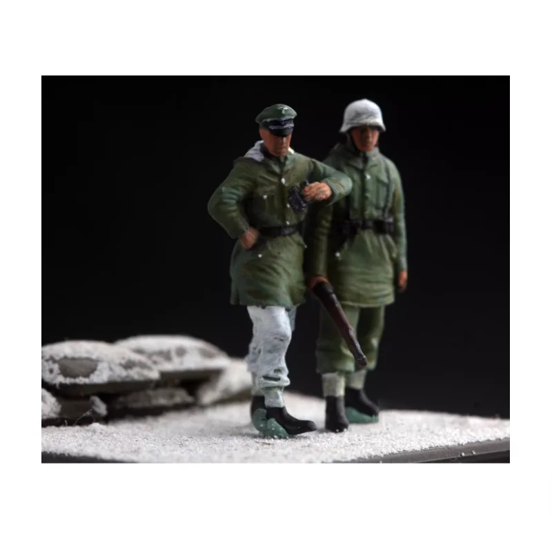 1:72 Scale Resin Material German Winter Field 2 Men Officer And Soldier Suitable For Tank Scenes Collectible Decorative Display
