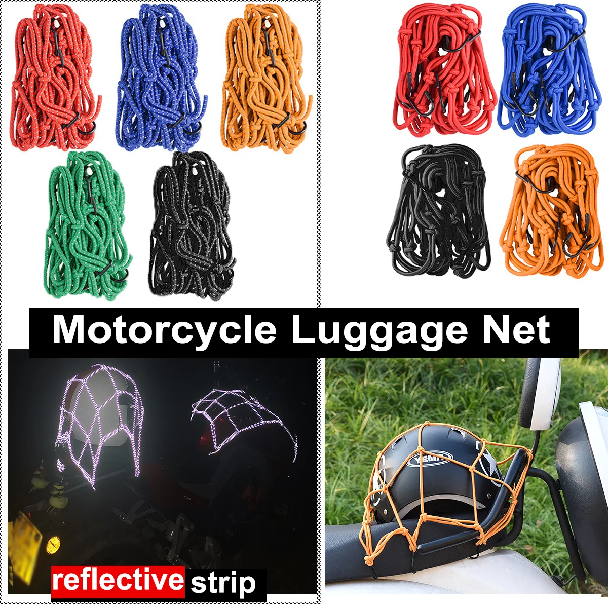

Motorcycle Luggage Net Helmet Mesh Fuel Tank Luggage Mesh Nets with Hooks Motorbike Compaction Storage Motorcycle Accessories