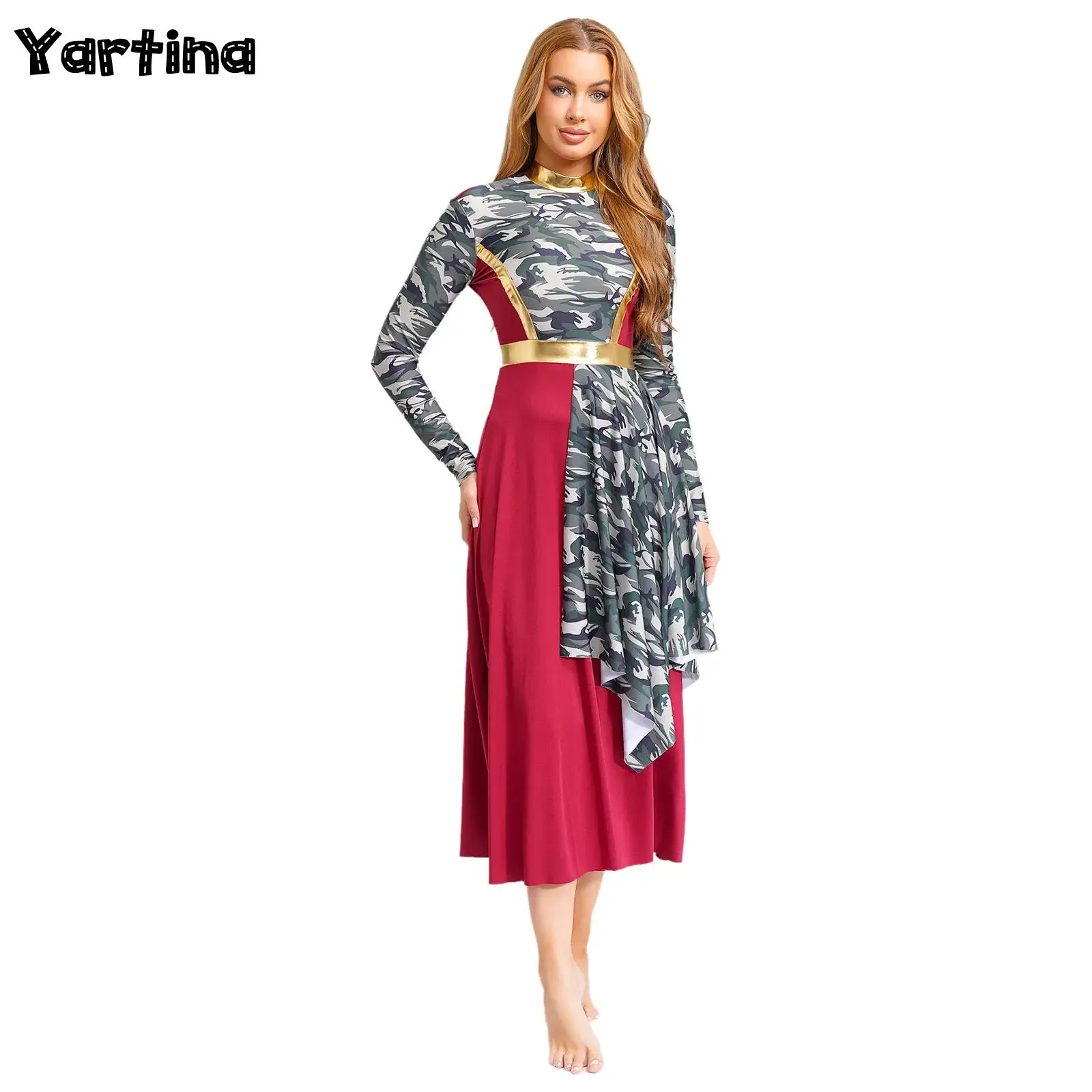 Robe de danse chrétienne pour femmes, lode liturgique, manches longues, robe de danse lyrique, Costume tunique de spectacle de chorale