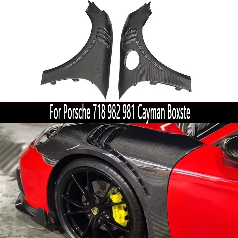 For Porsche 718 982 981 Cayman Boxste Carbon Fiber Fender Retrofit the Carbon Fiber Replacement Leaf Plate Auto Parts Body Kit