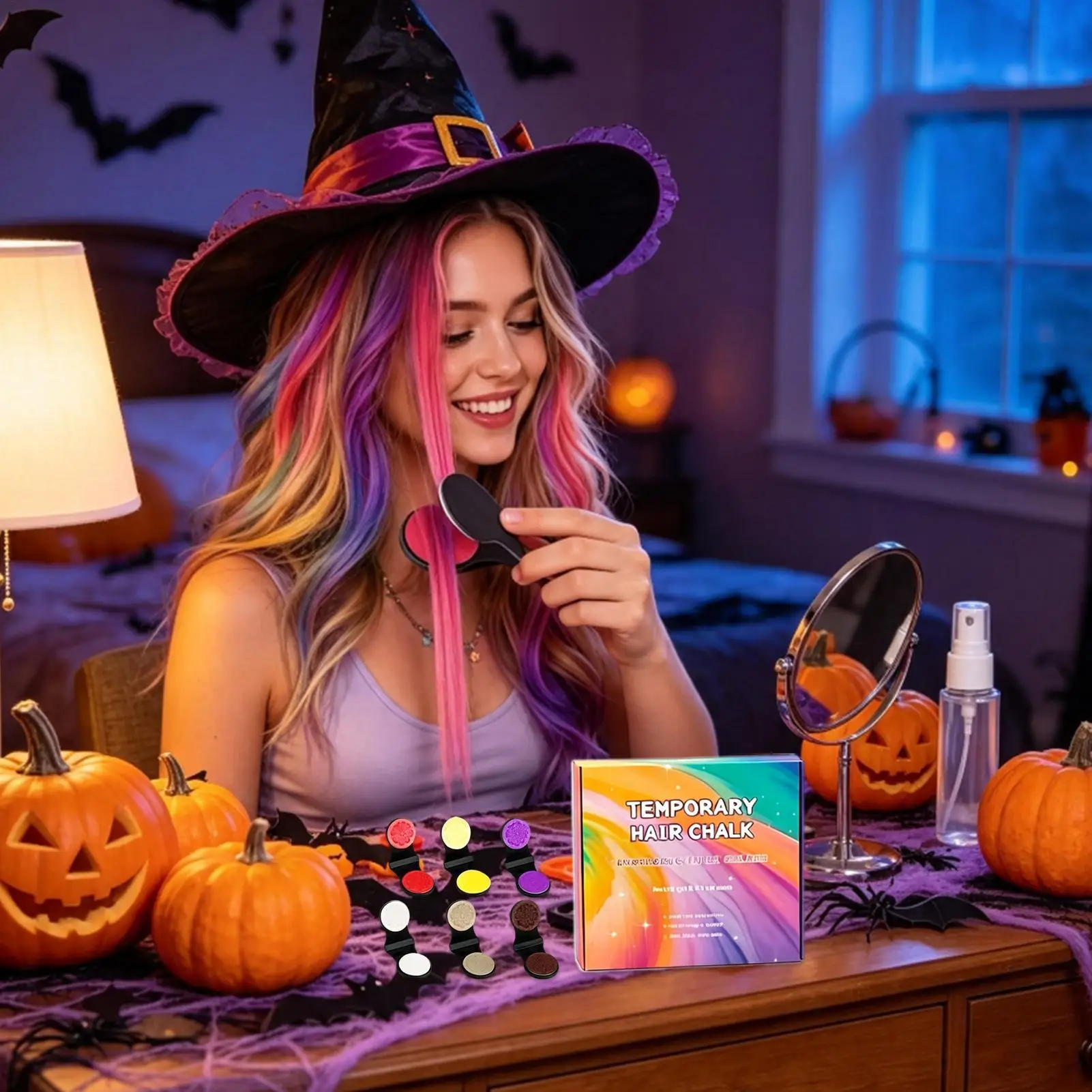 Temporary Hair Dye Chalk 12-Color Washable Cosplay Party Makeup Temporary Hair Dyeing Chalk for Costume Ball Masquerade Carnival