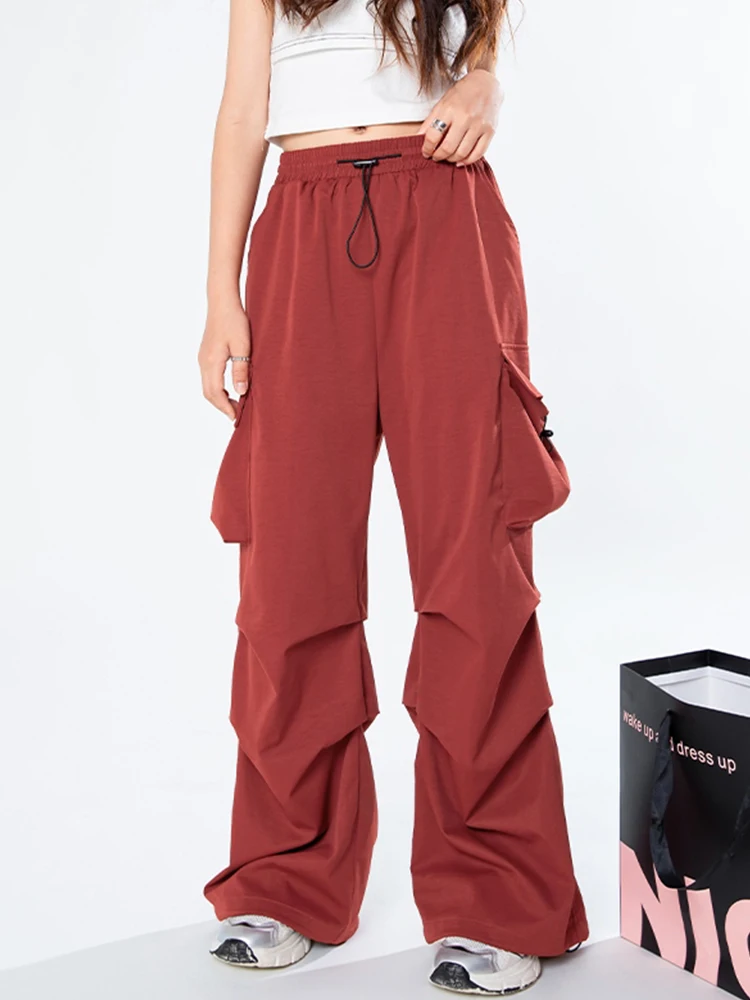 

Loose Pants Hip Hop Dance Jazz Clothing Children Performance Costume Girl Red Cargo Pants Street Dance Practice Wear DQL10693