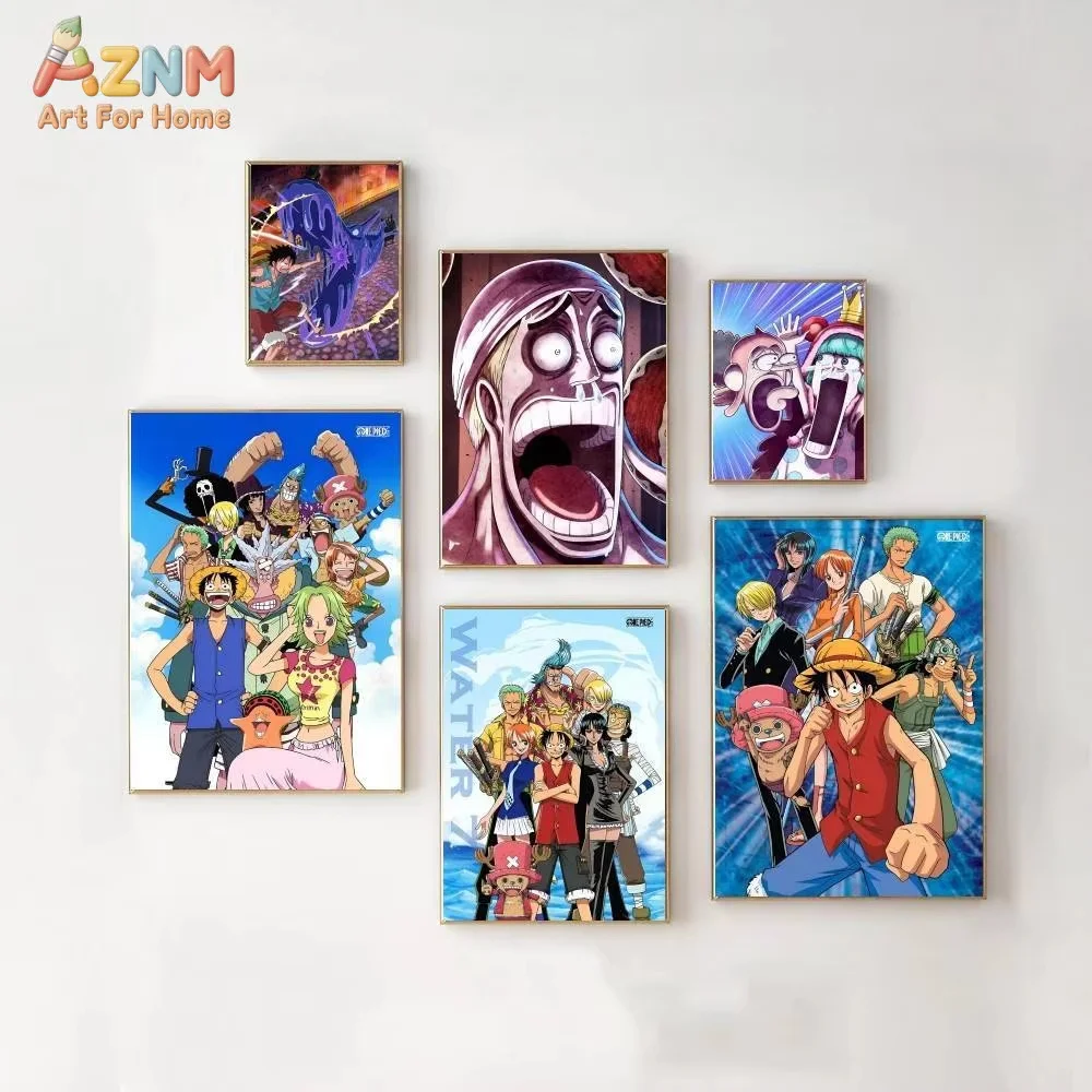 AZNM Unframed Canvas Print One Piece Tony Tony Chopper Cute Anime Character Wall Art Poster Home Decor