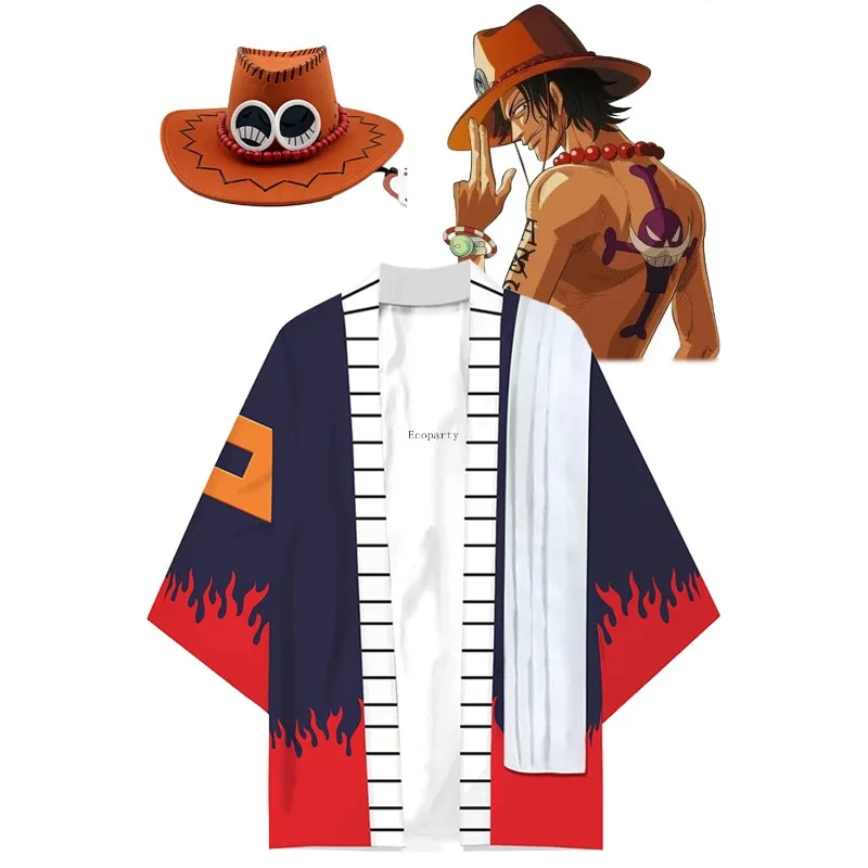 

Portgas Cosplay Ace Fantasia Robe Hat Anime One Cosplay Piece Costume Disguise Adult Men Fantasy Halloween Carnival Party Cloth
