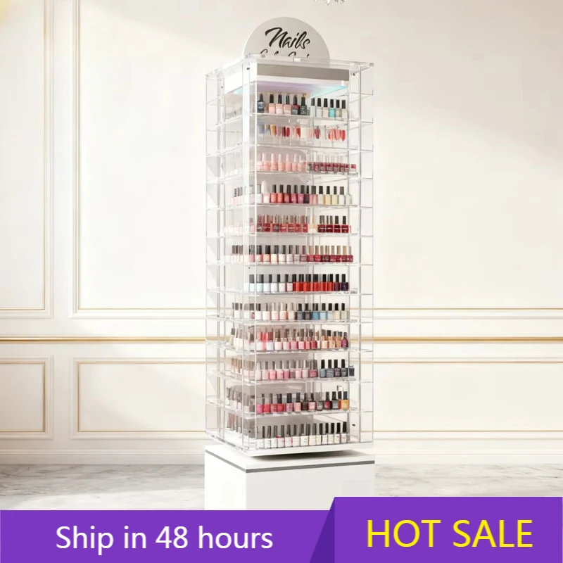 

YTYIN 360 Degree Customized Nail Polish Rack with Rotating Nail Polish Display Rack for Acrylic Nail Gel Polish Display Rack Sta