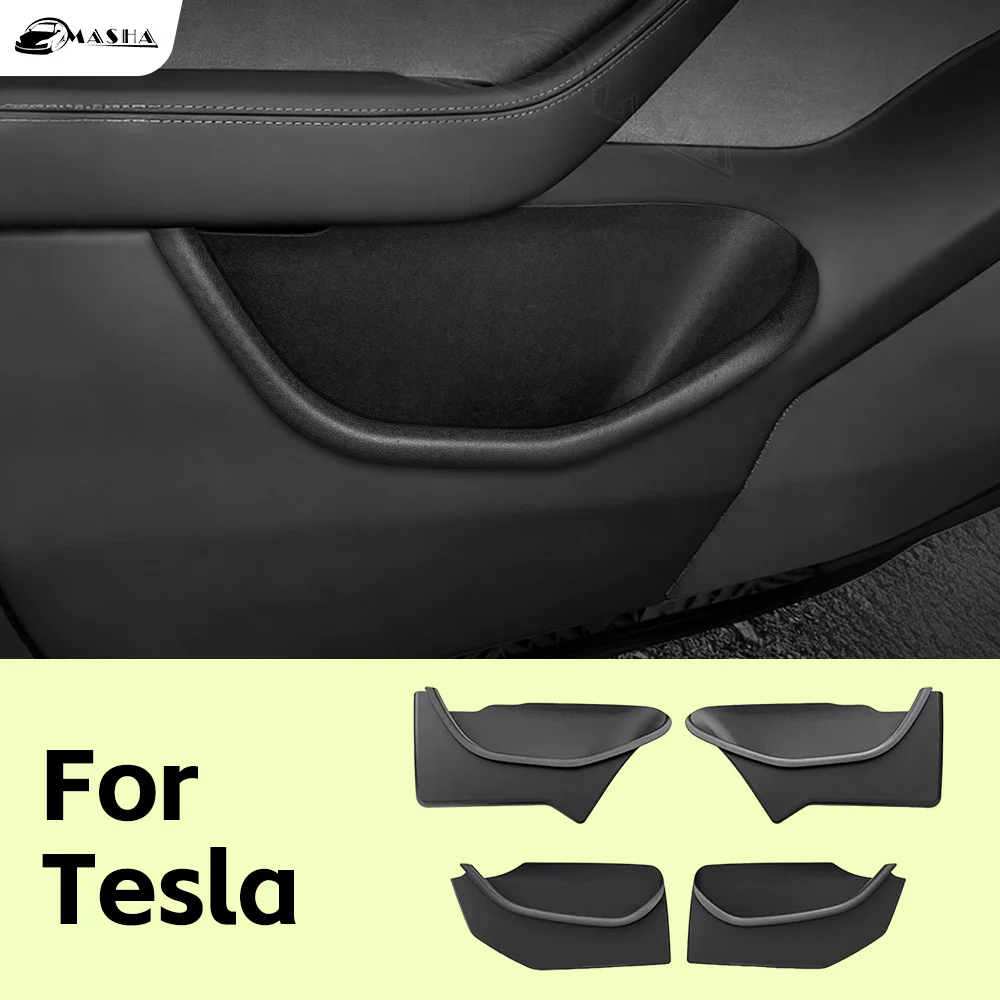 

Door Side Organizer 4PCS Full-Cover for Tesla Model Y Juniper 2026 2025 Custom Fit Door Pocket Storage Boxes Juniper Accessories