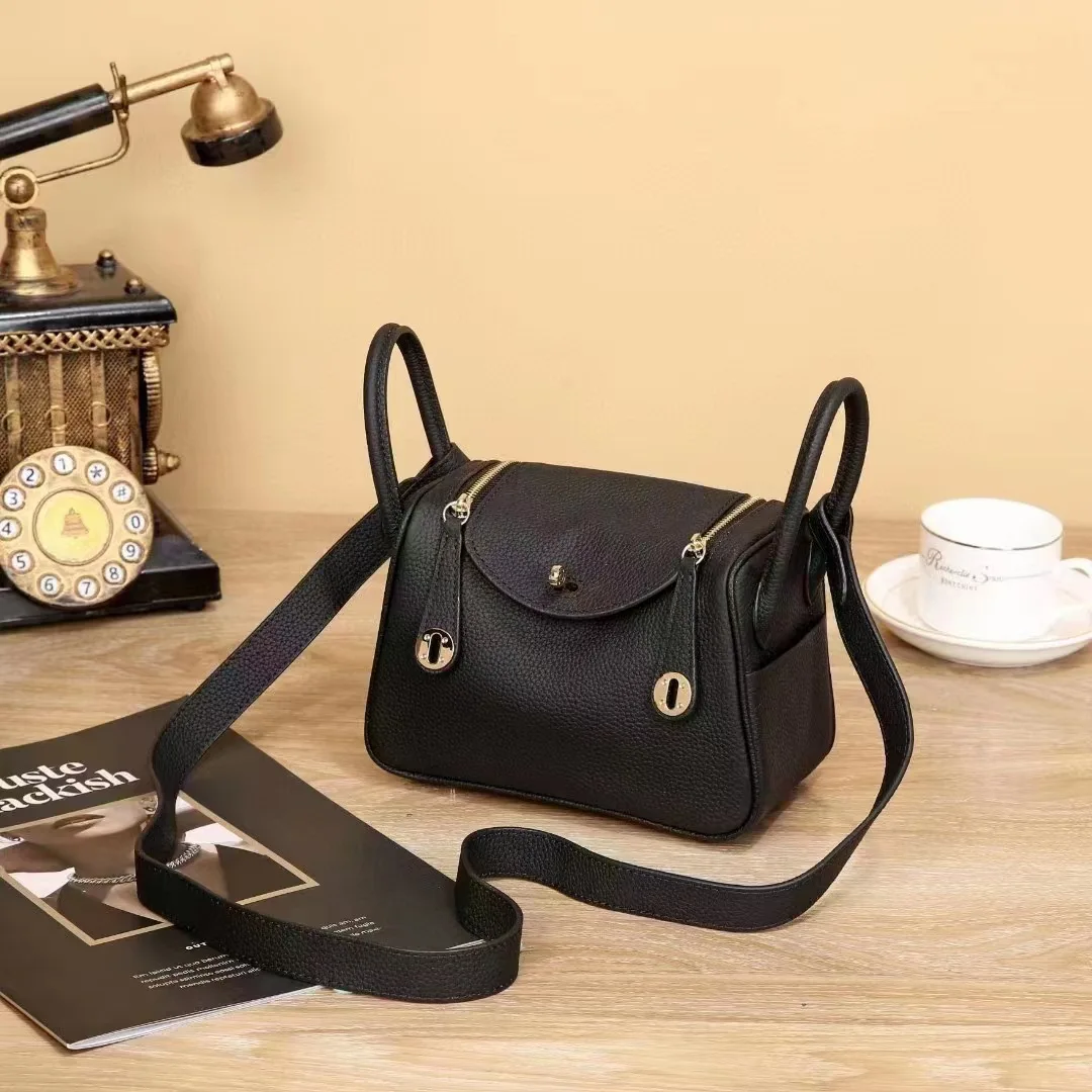 Bolsa De Ombro De Couro Genuíno Para Mulheres, Bolsa De Couro De Primeira Camada, Lindy Mini Bag, Sacos De Travesseiro