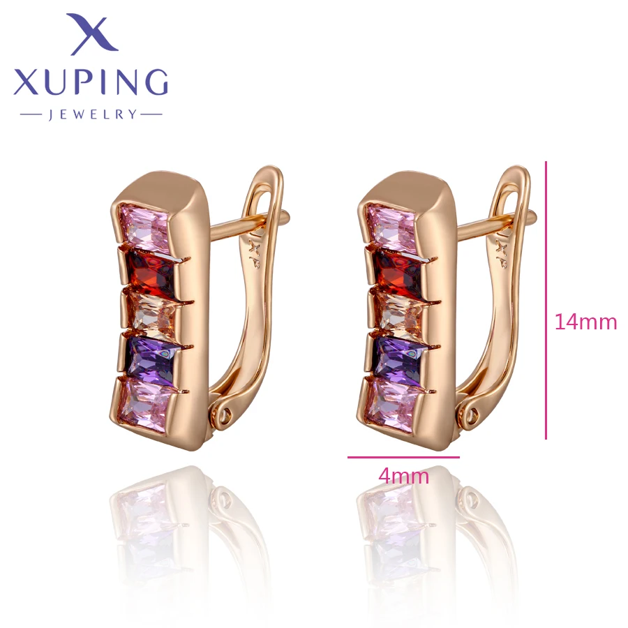 Xuping Jewelry Store Fashion Hoop School Gift Copper Alloy Simple Gold Color Huggies Earring for Women X000468391