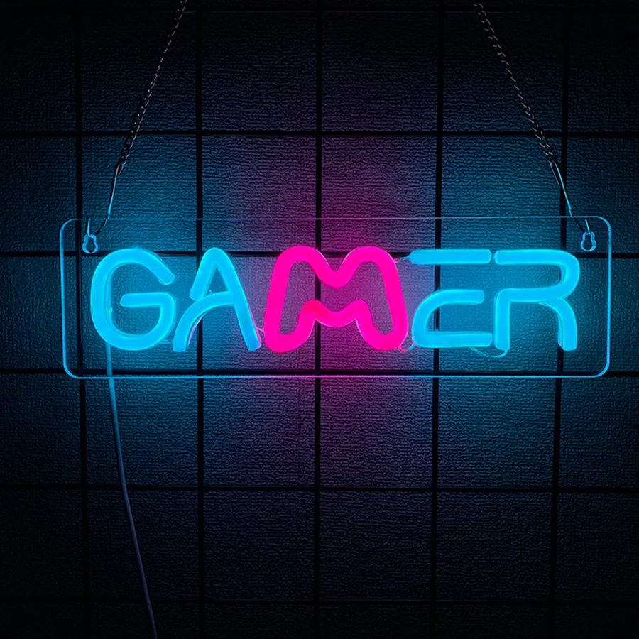 

GAMER Neon sign for Room Wall Decor,LED Neon Lights sign for Bedroom,Game Room Accessories,USB Powered,Easy to Install.
