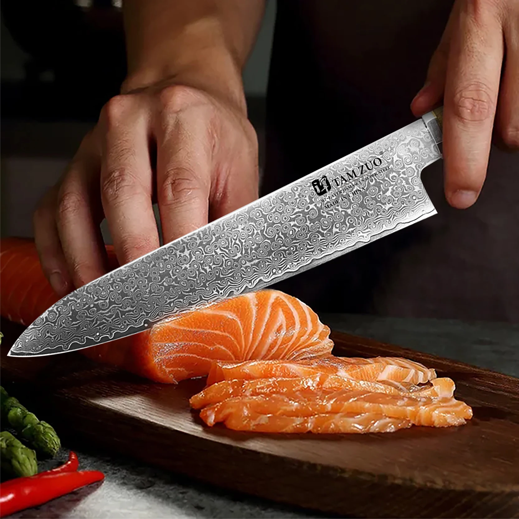 دمشق الصلب اليابانية سكاكين المطبخ المطبخ Santoku سكين الساطور سكين الطاهي برو تقطيع سكين اللحوم الخضروات مع صندوق هدية