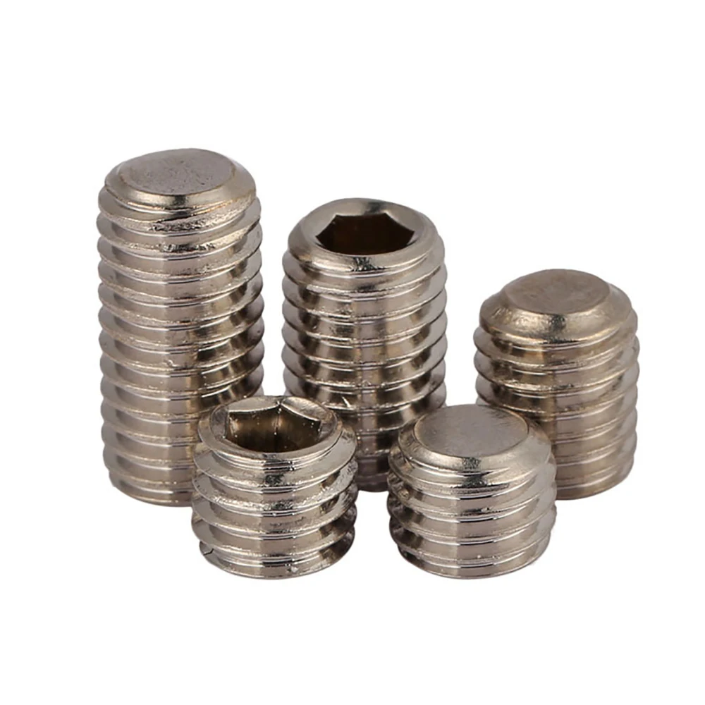 Yiqianyuan 2# 4# 6# 8# 10# 1/4'' to 1/2'' UNC UNF SUS304 DIN913 Hex Socket Set Screws with Flat Point Headless Grub Screws