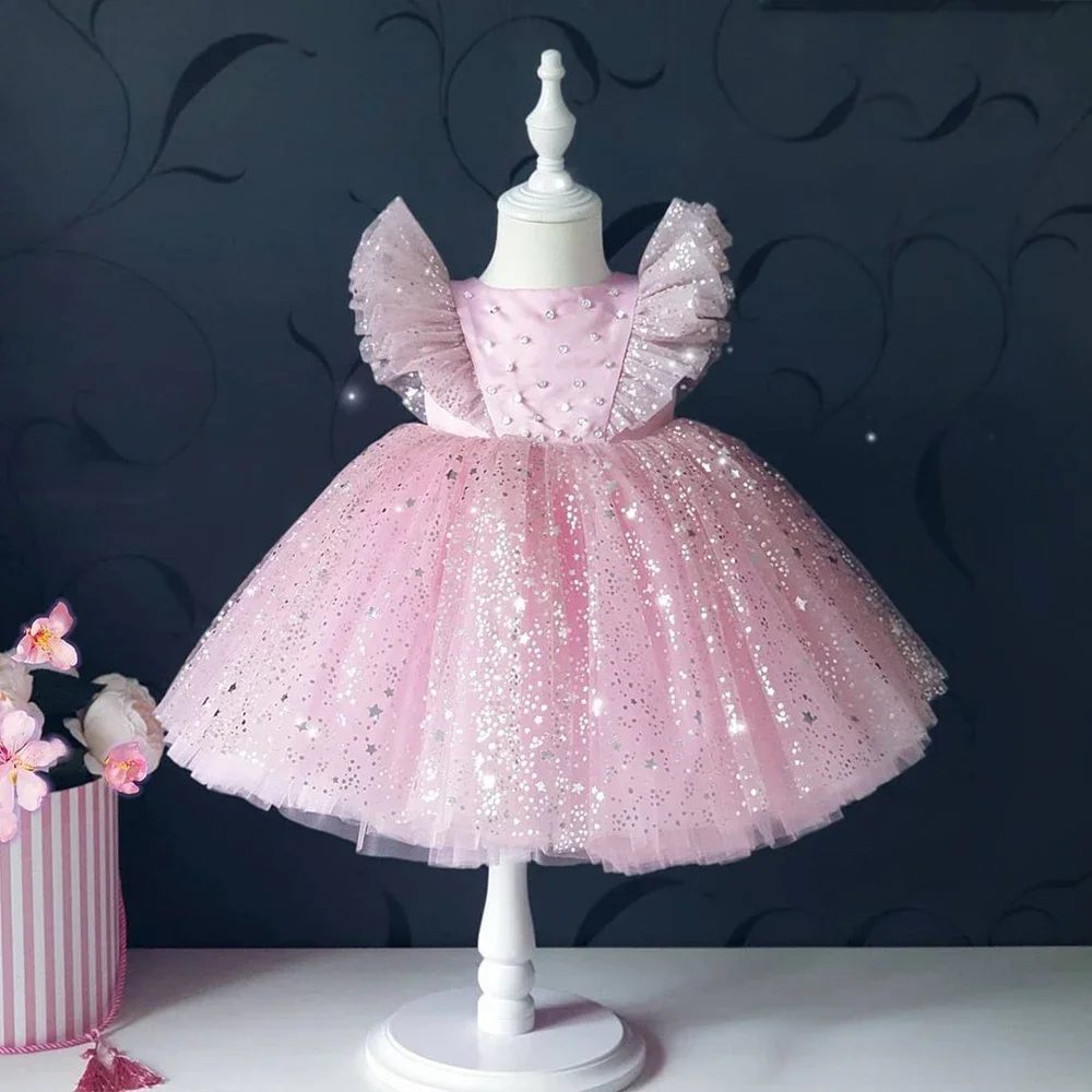 

Baby Girls Sequins Princess Party Gown - Elegant 1st Bday Dress