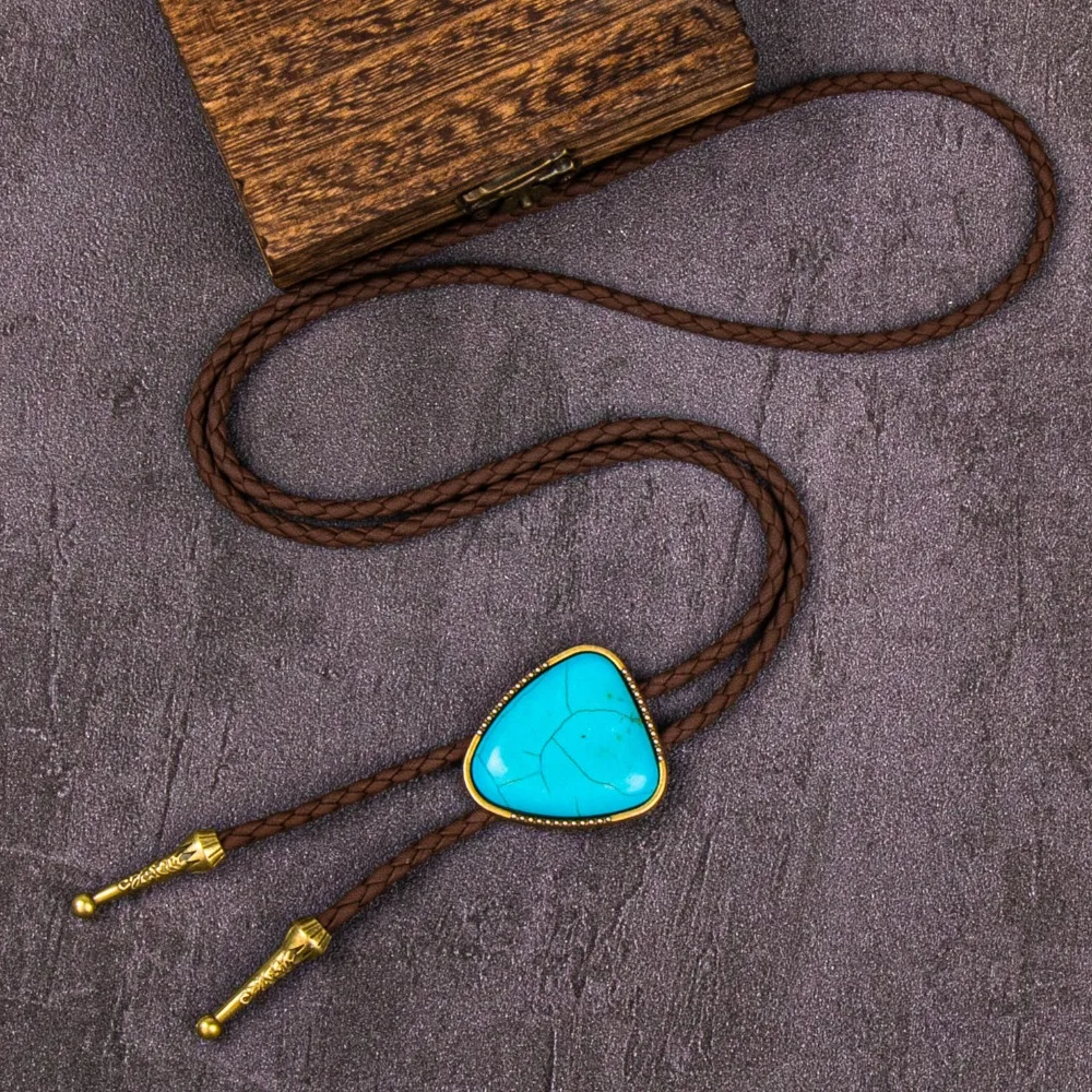 Stylish Triangle Shaped Western Cowboy Bolo Tie for Men Fashion Necklace Unique Design High Quality Accessory Casual Party Gifts