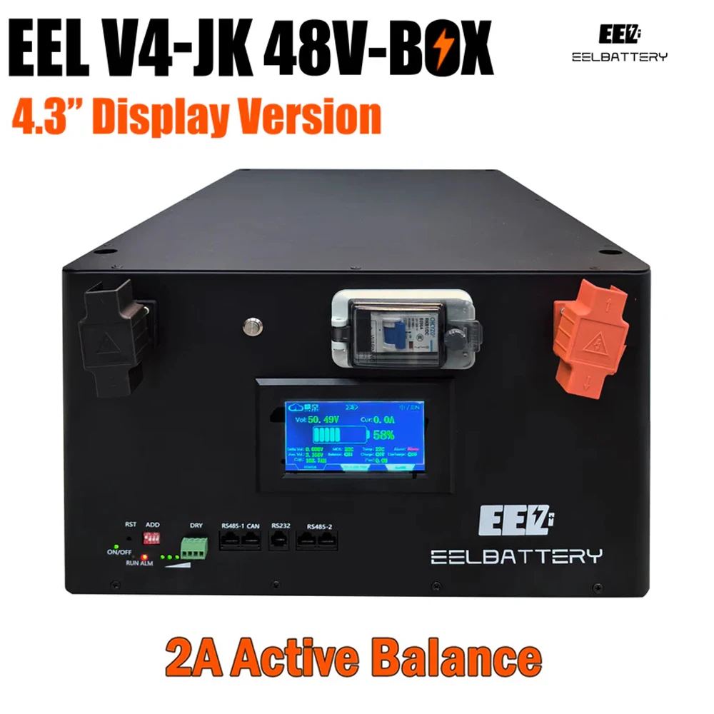 

EEL 16S 48V LiFePO4 Battery Box Case DIY 230Ah 280Ah Batteries Stackable Power Bank Server Rack with JK BMS 2A Active Balancer