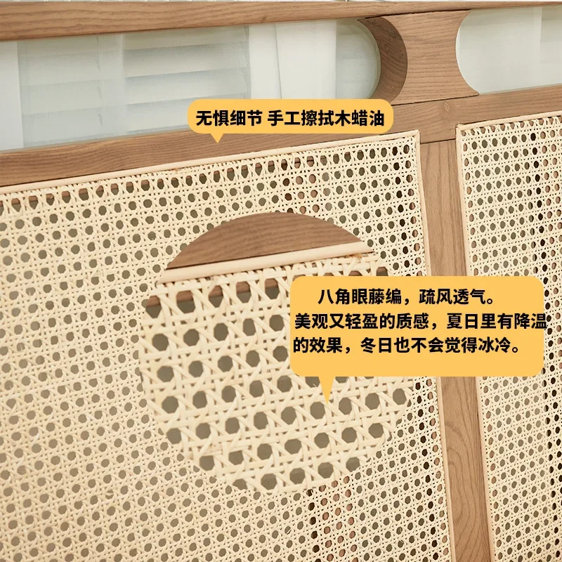 سرير من الخشب الصلب الروطان، جذوع الشمال الرجعية، الإقامة المنزلية على الطراز الياباني، البساطة الحديثة #3