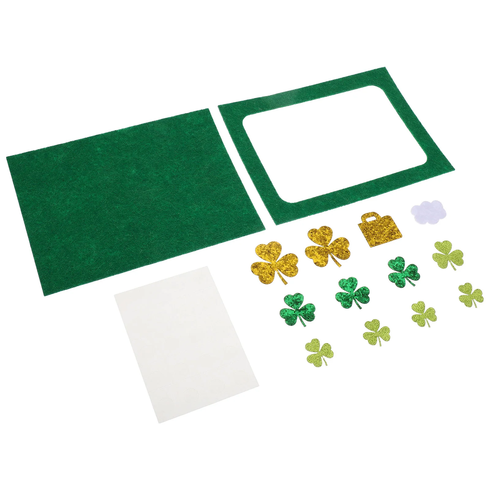 

1 Set Irish Festival Shamrock Collage Photo Frame Green Felt St Patricks Day Decorations Glitter Paper Easy Assembly