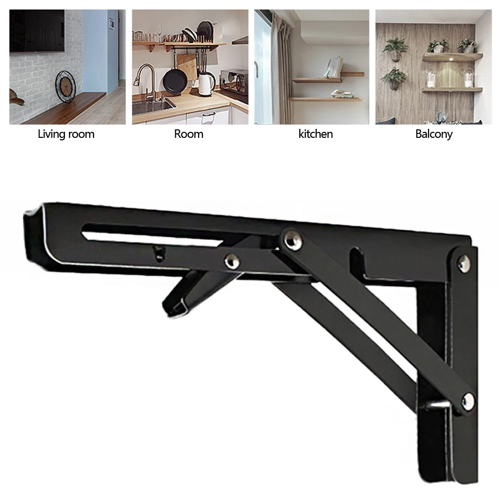 2PCS Black Finish Camper Van Folding-Bracket Table Shelf Interior Accessories for Motorhome Caravan RV Camper Trailer Food Truck