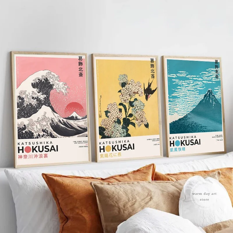 Japanese Katsushika Hokusai Canvas Painting Wall Art Poster Print Wave Mountain Picture for Room Interior Home Decor Cuadros