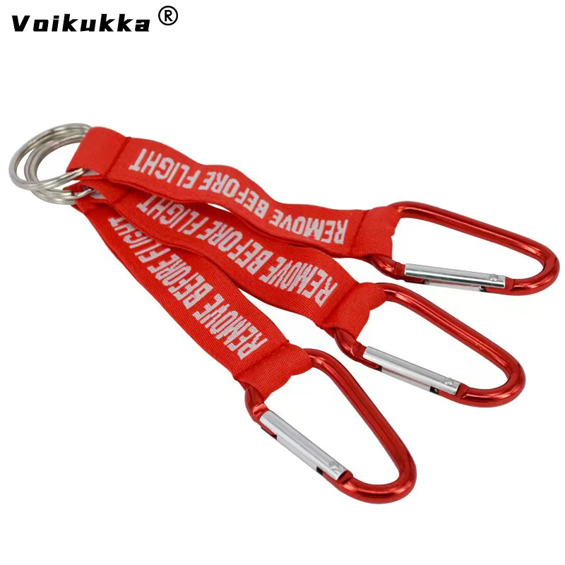 Remove Before Flight Outdoor Backpack Carabiner Pendant Key Ring Outdoor Camping Gear Practical Keychain Twill Material