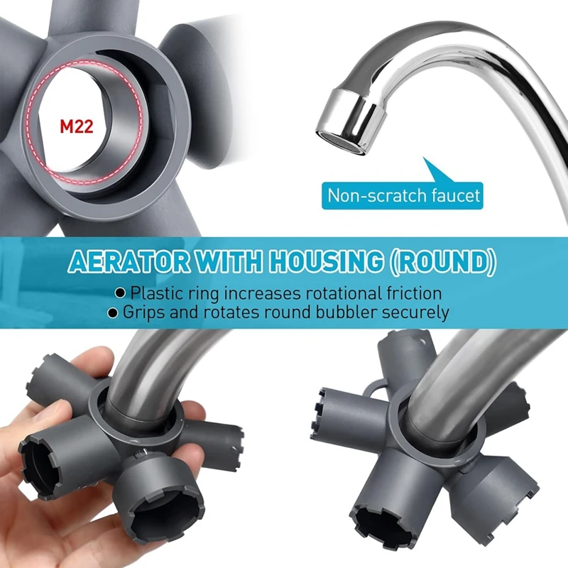 10 In 1 Faucet Aerator เครื่องมือกําจัด Faucet Aerator Key สําหรับเกลียว Aerator/Aerator พร้อมที่อยู่อาศัยตัด Edge & Round