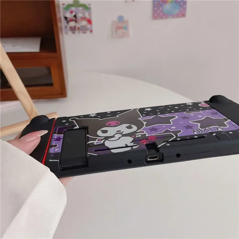 Nueva cubierta protectora de estación de carga Sanrio Kuromi para Nintendo Switch Oled NS consola Protector de cristal piel