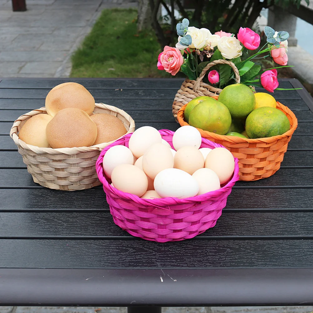4 Stück runde Bambuskorb, Brotkörbe, Ostern, Requisite, Eier, bunt, zum Kindertag, Schwein